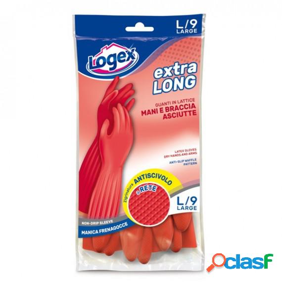 Guanti in lattice Extralong - taglia L - rosso - Logex