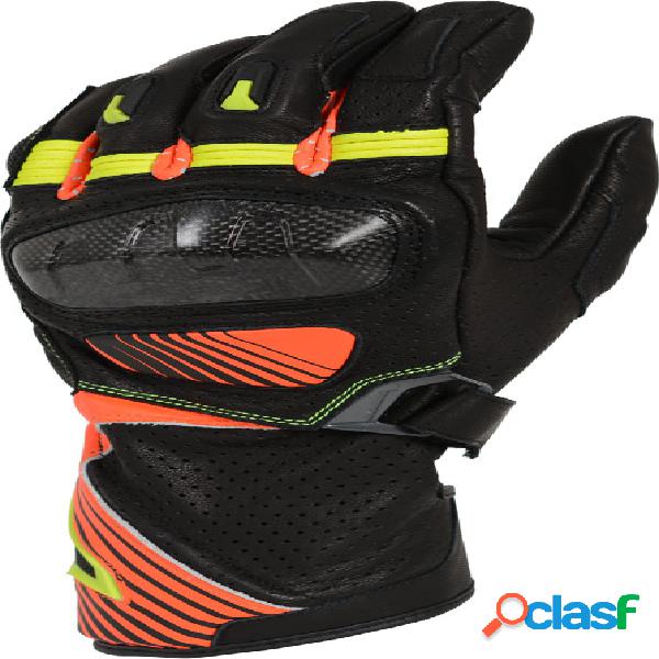 Guanti moto pelle estivi Macna Airpack Nero Fluo Rosso