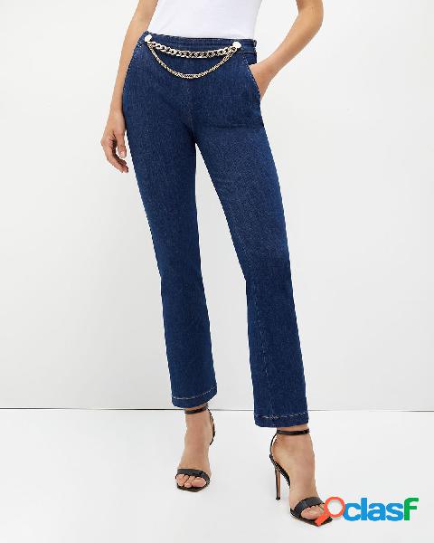 Jeans a trombetta dal taglio cropped lavaggio medio con