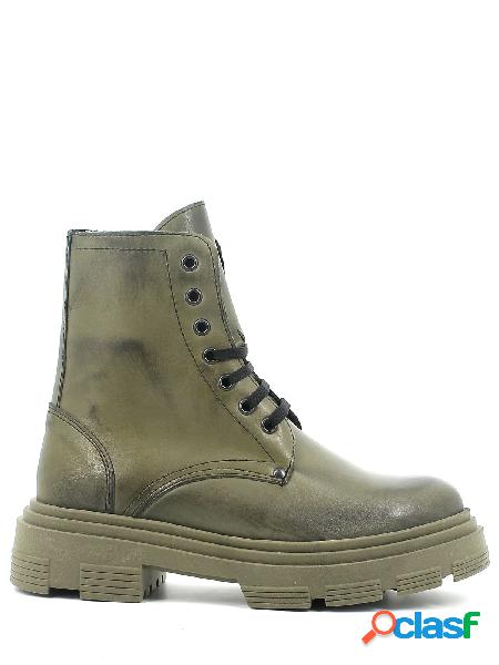 Made in Italy Anfibi da donna in pelle con cerniera e suola