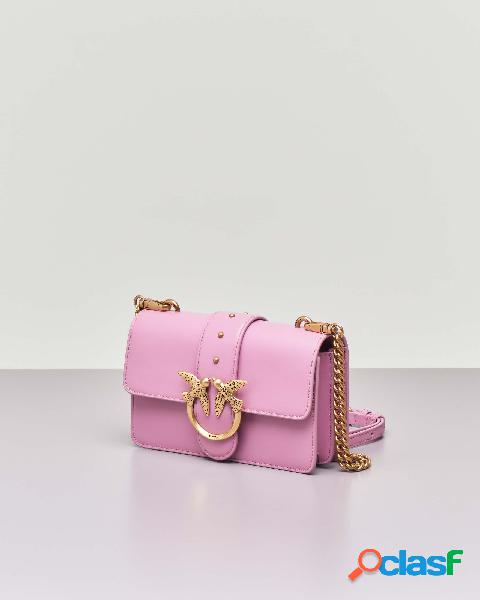 Mini Love Bag Icon rosa in pelle liscia con fibbia Love