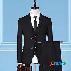 Nero Rosso Blu scuro Uomo Matrimonio Abiti Set 3 pezzi