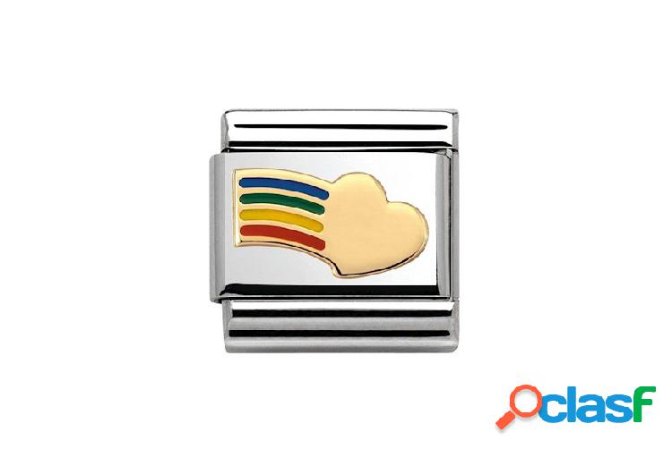Nomination Cuore Arcobaleno Composable acciaio oro e smalto