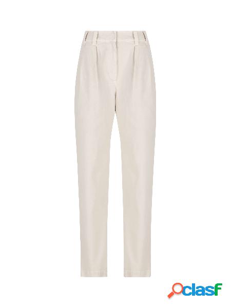 Pantalone Tapered in denim Soft tinto con pince e "Shiny