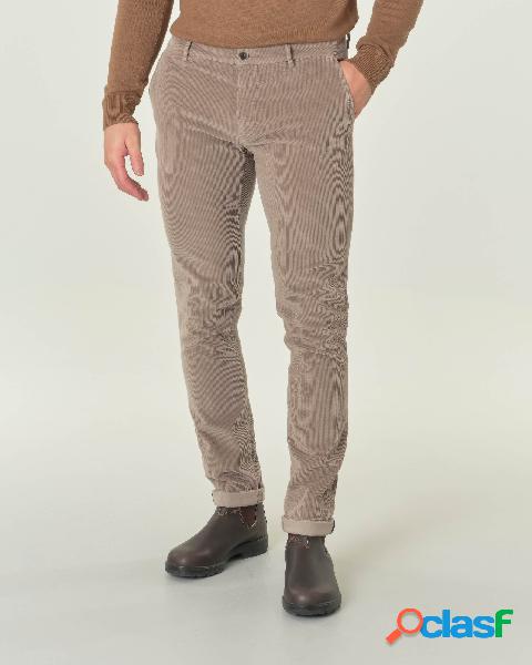 Pantalone chino Levanto beige in velluto 500 righe di cotone