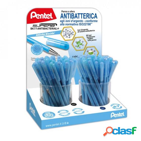 Penna Superb Antibacterial+ - blu / nero - Pentel - expo 72