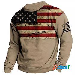 Per uomo Felpa Maglione Marrone Girocollo Stampe astratte