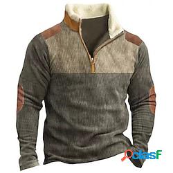 Per uomo Felpa con zip Maglione Marrone Verde mezza cerniera