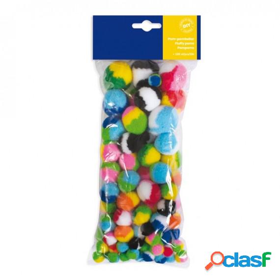 Pom-pon a strisce - 10-35 mm - colori assortiti - DECO -