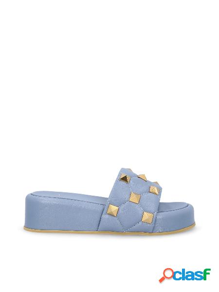 Sandalo Slide Flatform Roman Stud In Nappa Trapuntata