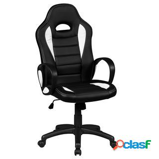 Sedia Gaming CHAM, Basculante, in Rete e Pelle, colore Nero