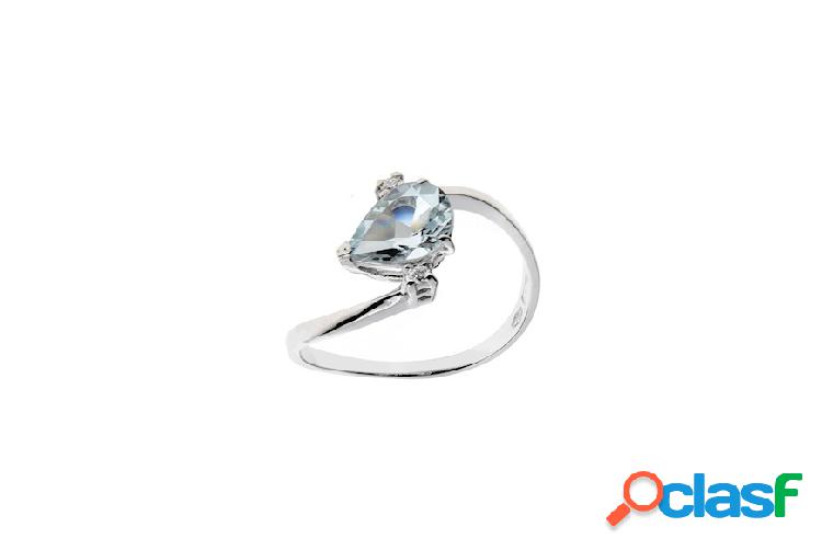 Selezione Zanolli Anello oro 750‰ con acquamarina goccia e