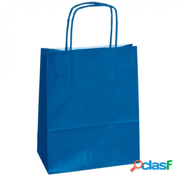 Shopper in carta - maniglie cordino - 14 x 9 x 20cm - blu -