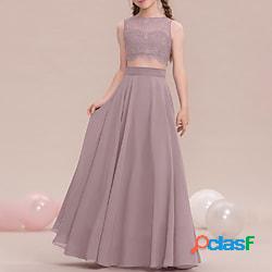 Spezzato Lungo Girocollo Chiffon Junior abiti da damigella