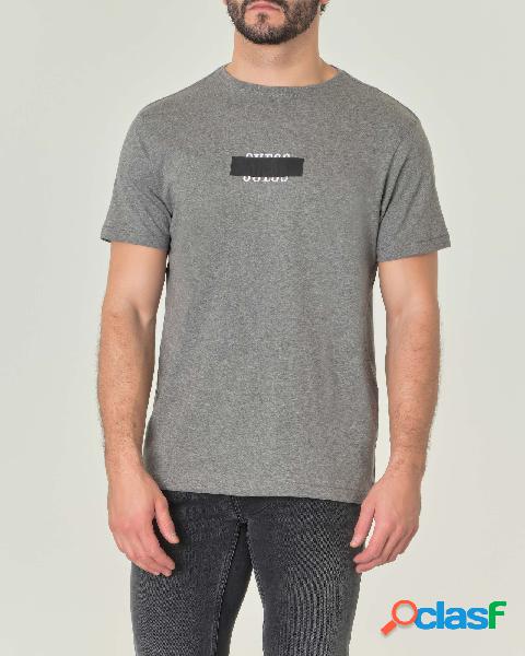 T-shirt grigia mezza manica in cotone con stampa logo
