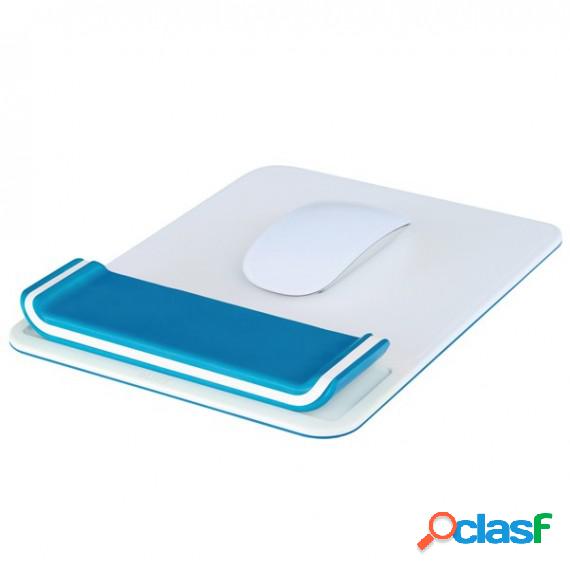 Tappetino mouse Ergo Wow con poggiapolsi - bianco/blu -