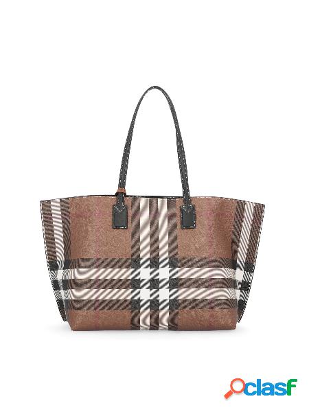 Tote media in pelle e motivo tartan