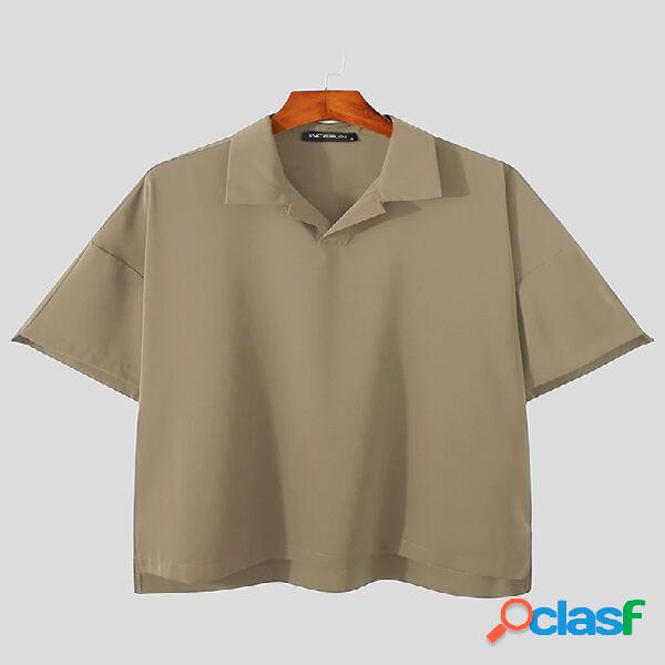 Uomo Split Hem Drop spalle Camicia
