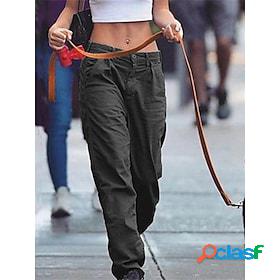 Womens Basic Cargo Chinos Full Length Pants Inelastic Daily