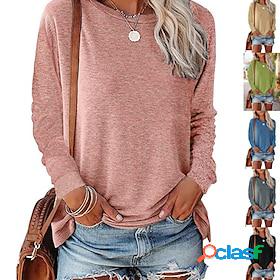 Women's Blouse Basic Basic Plain Round Neck Fall Regular