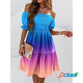 Womens Casual Dress Floral Ombre Tiered Dress Print Dress