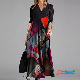 Womens Casual Dress Swing Dress Midi Dress Red Green Color