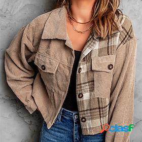 Womens Corduroy Jacket Casual Jacket Causal Button