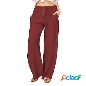 Womens Culottes Wide Leg Chinos Pants Trousers Linen /