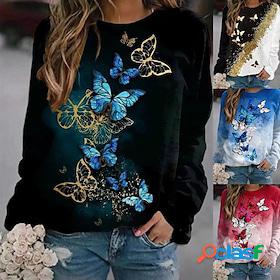 Womens Hoodie 3D Print Butterfly Spring Fall Regular Color