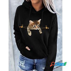 Womens Hoodie Pullover Front Pocket Basic Casual Black White