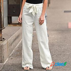 Womens Pants Trousers Straight Linen / Cotton Blend Colorful