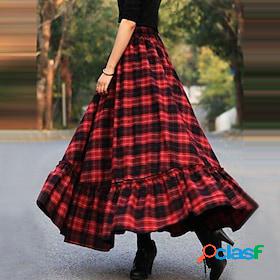 Womens Skirt Swing Work Skirts Long Skirt Cotton Blend Maxi