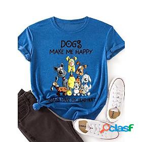 Womens T shirt Tee Dog Daily Short Sleeve U Neck Basic