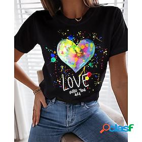 Women's T shirt Tee Heart Text Casual Valentine Weekend