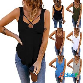 Women's Tank Patchwork Classic Solid / Plain Color V Neck