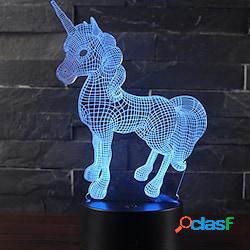 bel regalo romantico unicorno 3d lampada da tavolo a led 7