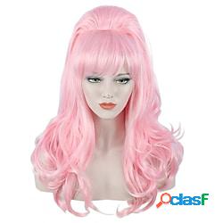 lunga parrucca rosa ondulata grandi parrucche da alveare