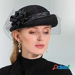 moda elegante 100% cappelli di lana con fiori / tulle 1pc