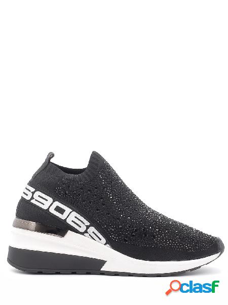 06 Milano Sneakers in tessuto elasticizzato con strass e