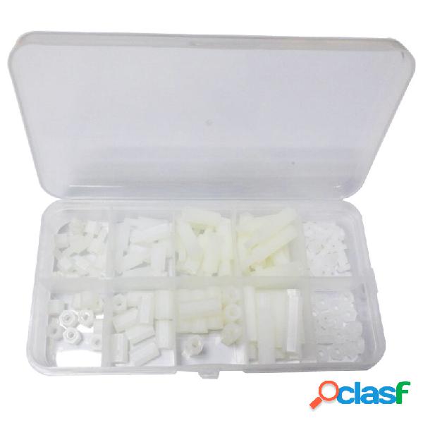 120 pezzi bianco Nylon M3 plastica Vite set di dadi per RC