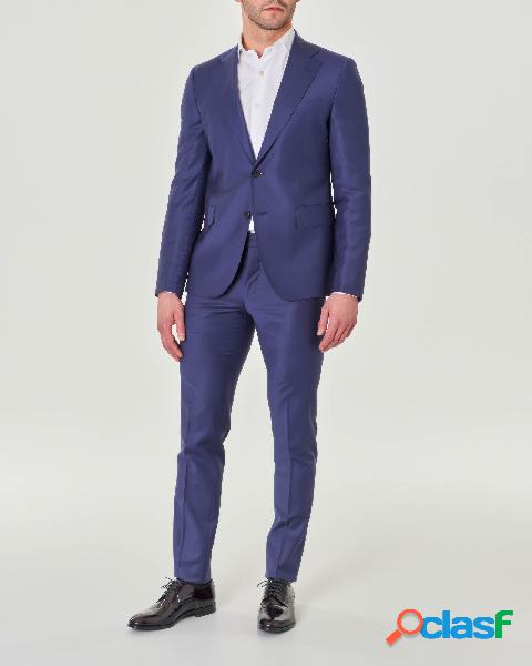 Abito blu indaco in tela di lana stretch