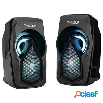 Altoparlanti stereo per PC T-Wolf S11 con luci RGB - neri