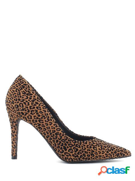 Altramarea Decollete classico in camoscio leopardato con