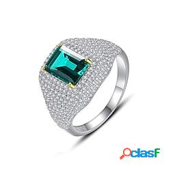 Anello Feste Classico Verde Argento sterling S925 Prezioso