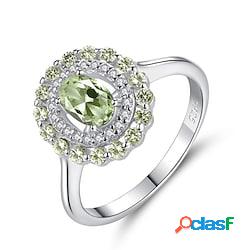 Anello Matrimonio Classico Verde Chiaro Argento sterling