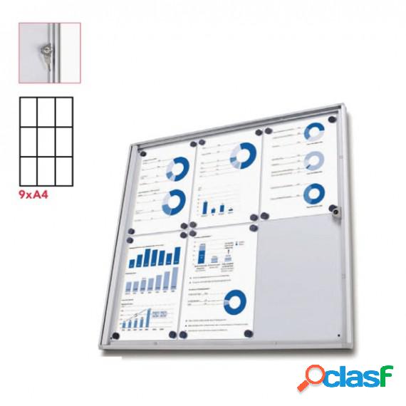 Bacheca per interni Economy - magnetica - 9 fogli A4 - anta