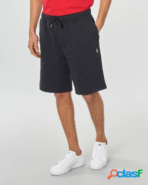 Bermuda nero in felpa di cotone interlock