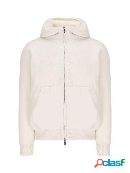 Bomber in maglia con cappuccio e interno pelliccia - Unisex