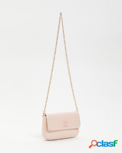 Borsa color cipria in similpelle effetto vernice con piccola