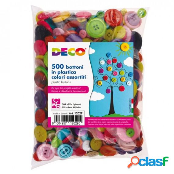 Bottoni - in plastica - colori assortiti - Deco - conf. 650